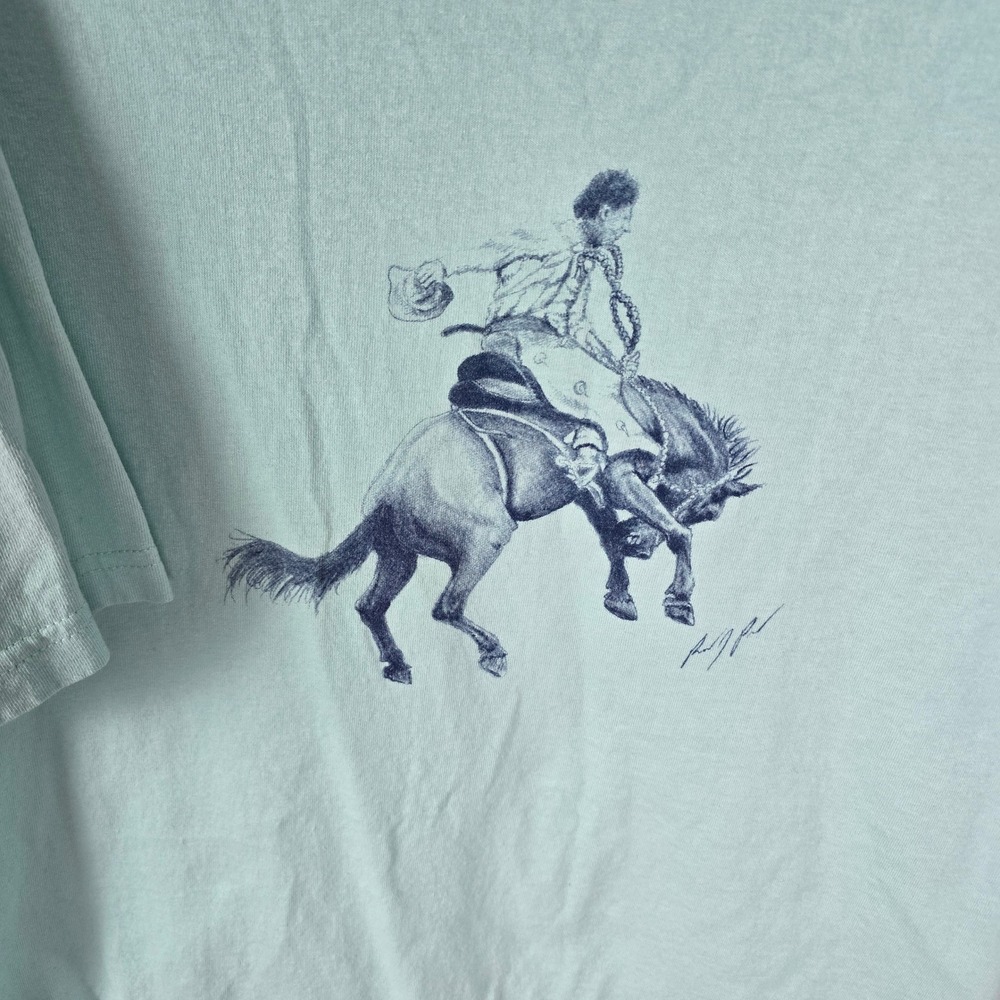 Randy Paul X Kimes Ranch Turquoise Bronc Rider Graphic Tee Shirt Womens Large - Picture 7 of 9
